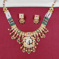 Tanish Art Jewellery Royal Pota Stone And Pearl Meenakari Necklace Set