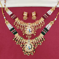 Tanish Art Jewellery Royal Pota Stone And Pearl Meenakari Necklace Set