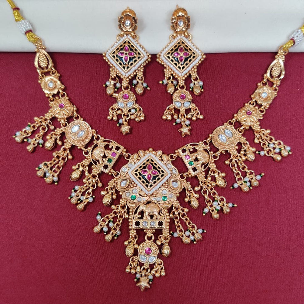 Tanish Art Jewellery Royal Pota Stone And Pearl Necklace Set