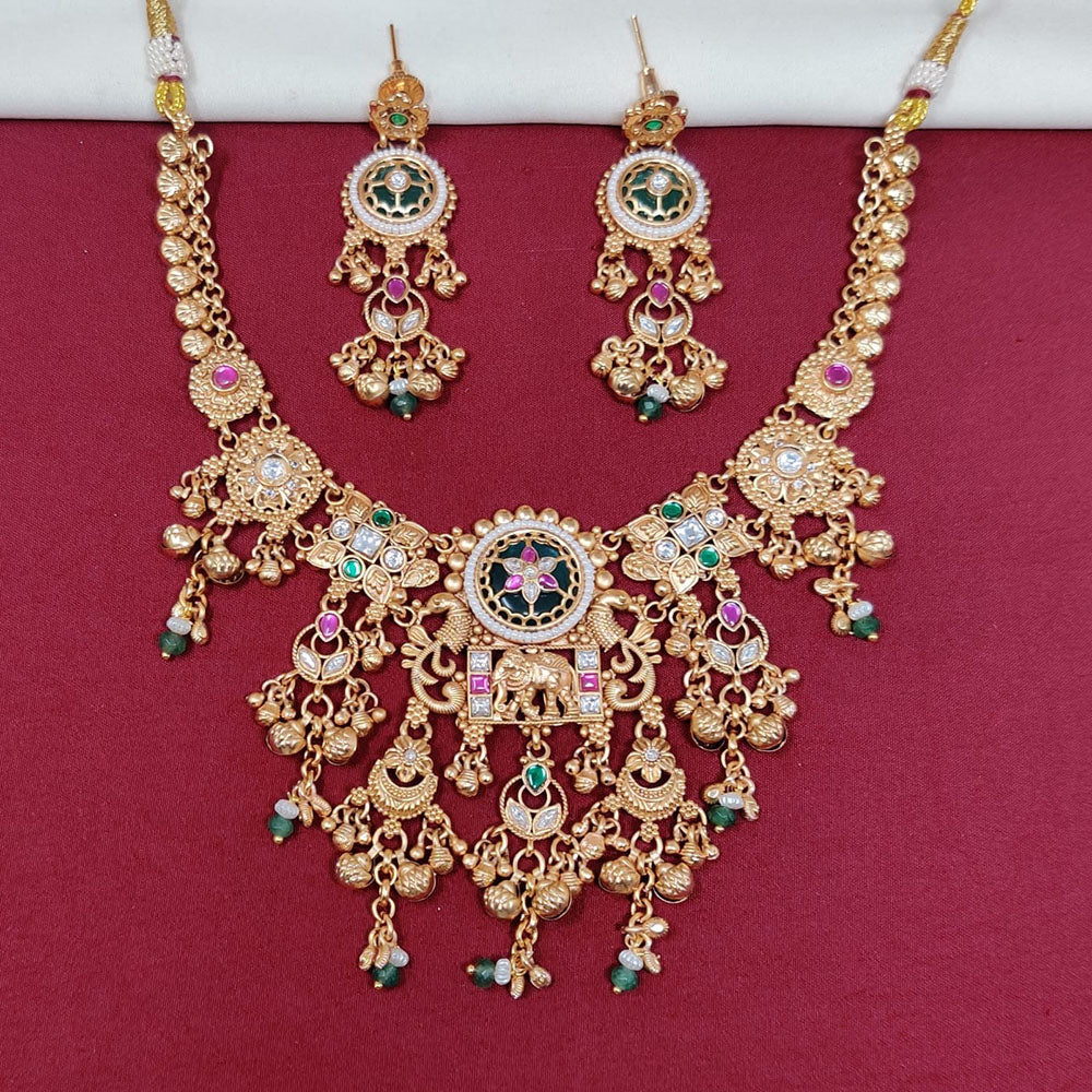 Tanish Art Jewellery Royal Pota Stone And Pearl Necklace Set