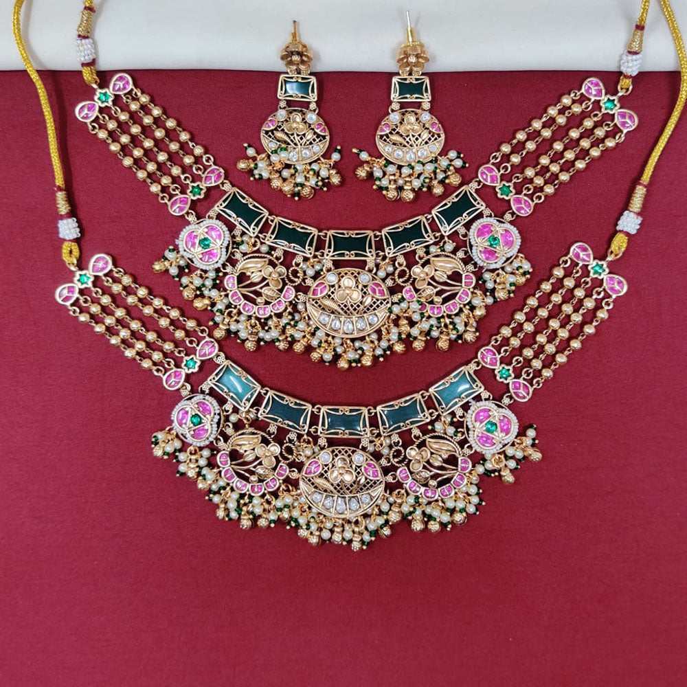 Tanish Art Jewellery Royal Pota Stone And Pearl Necklace Set