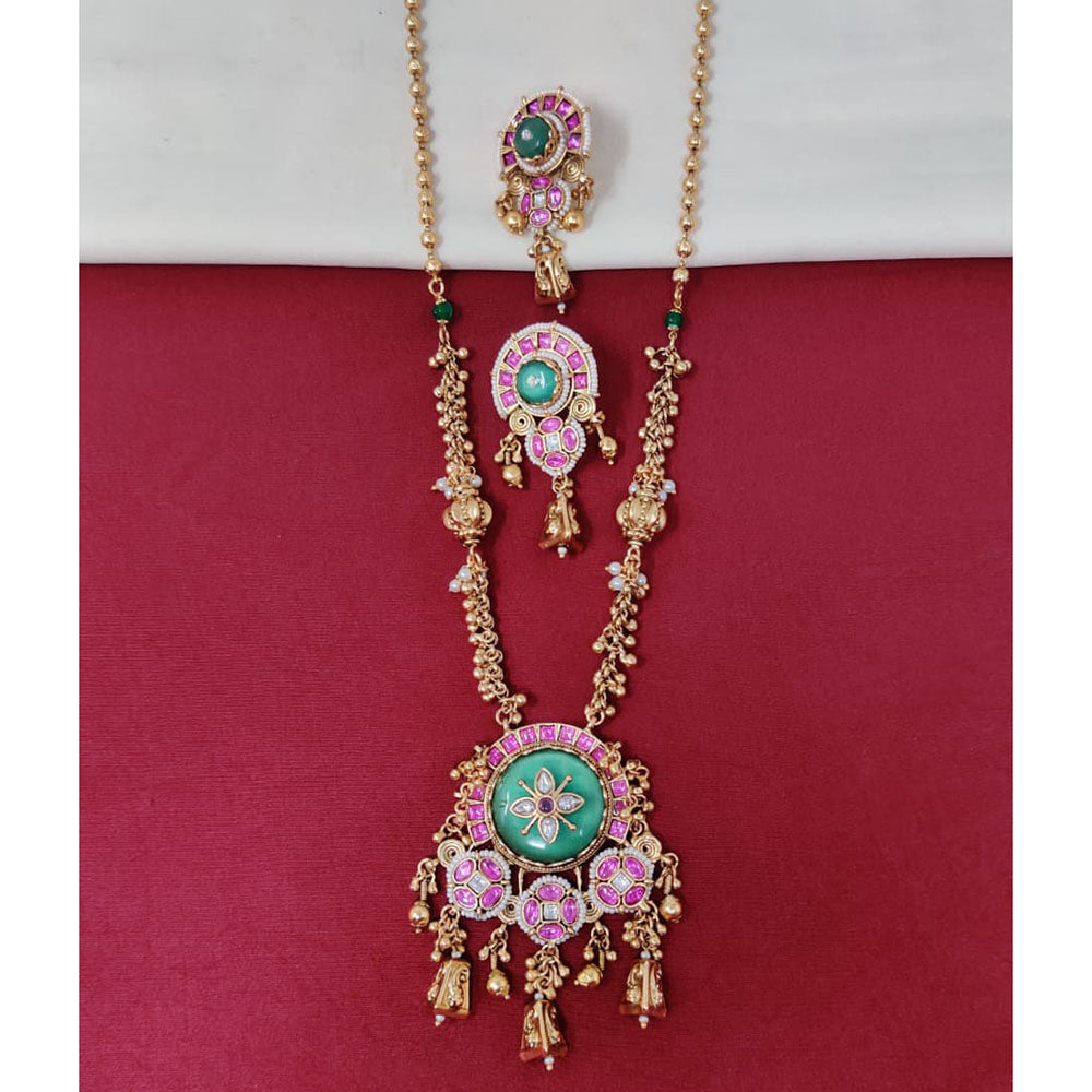 Tanish Art Jewellery Royal Pota Stone And Pearl Necklace Set