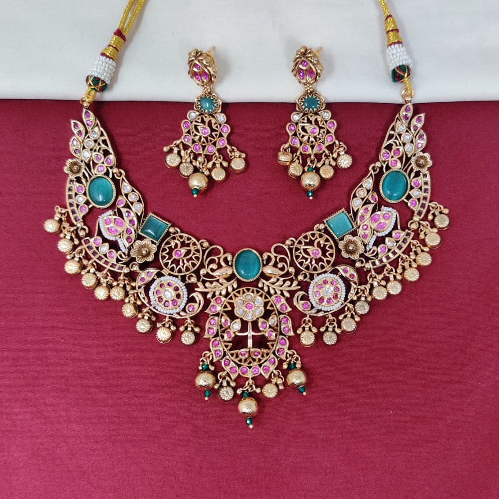 Tanish Art Jewellery Royal Pota Stone And Pearl Necklace Set