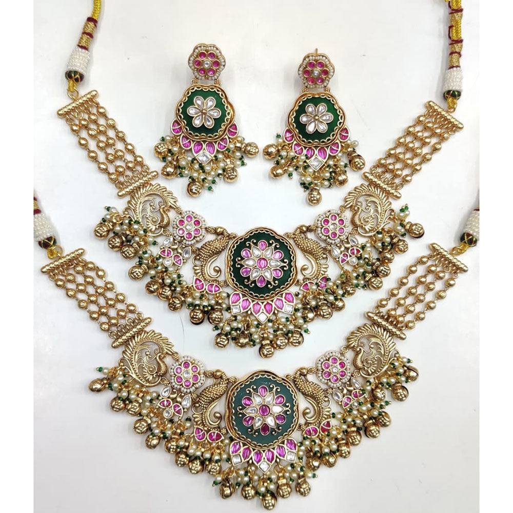 Tanish Art Jewellery Royal Pota Stone And Pearl Necklace Set