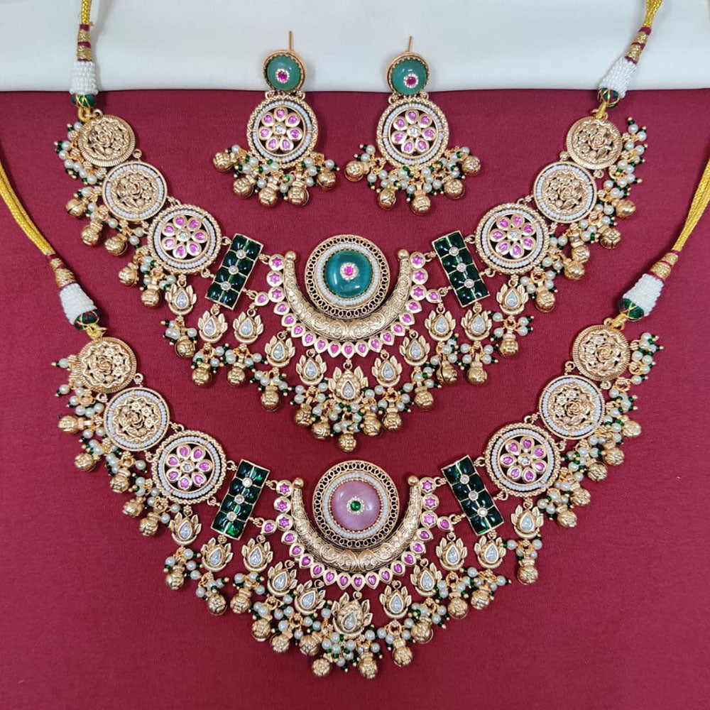 Tanish Art Jewellery Royal Pota Stone And Pearl Necklace Set