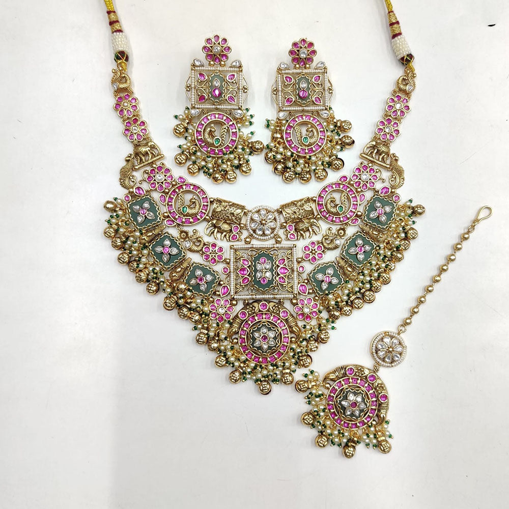 Tanish Art Jewellery Royal Pota Stone And Pearl Necklace Set