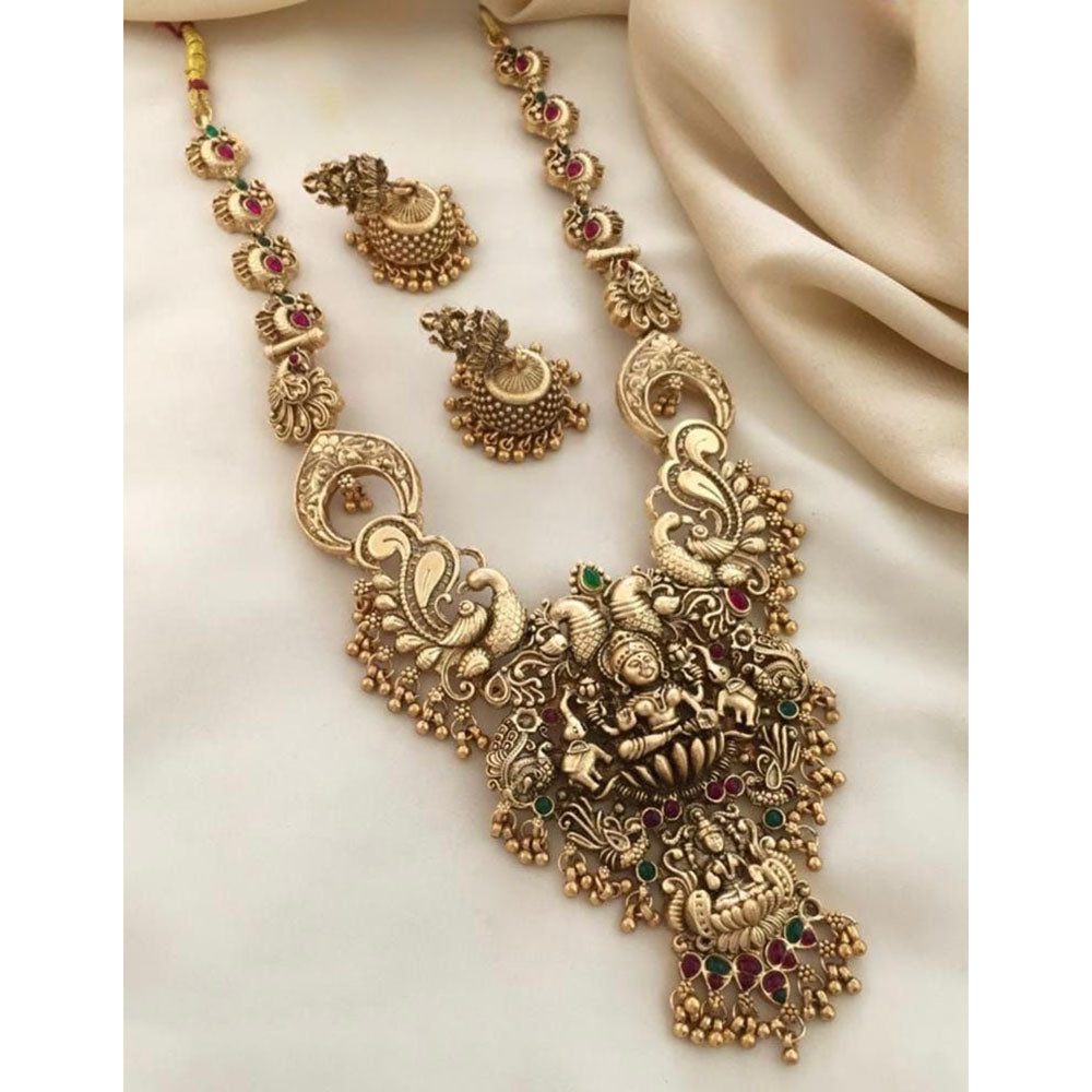 Tanish Art Jewellery South Indian Temple Pota Stone And Pearl Long Necklace Set