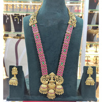 Tanish Art Jewellery South Indian Temple Pota Stone And Pearl Long Necklace Set