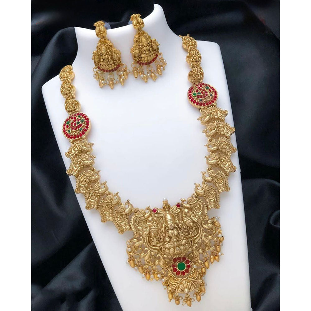 Tanish Art Jewellery South Indian Temple Pota Stone And Pearl Long Necklace Set