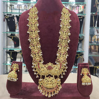 Tanish Art Jewellery South Indian Temple Pota Stone And Pearl Long Necklace Set