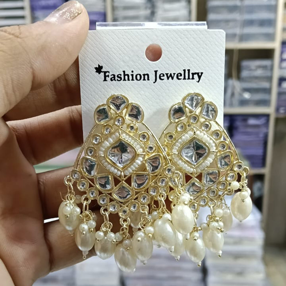 Tanish Art Jewellery Premium Kundan Stone Beads Festive Dangler Earrings