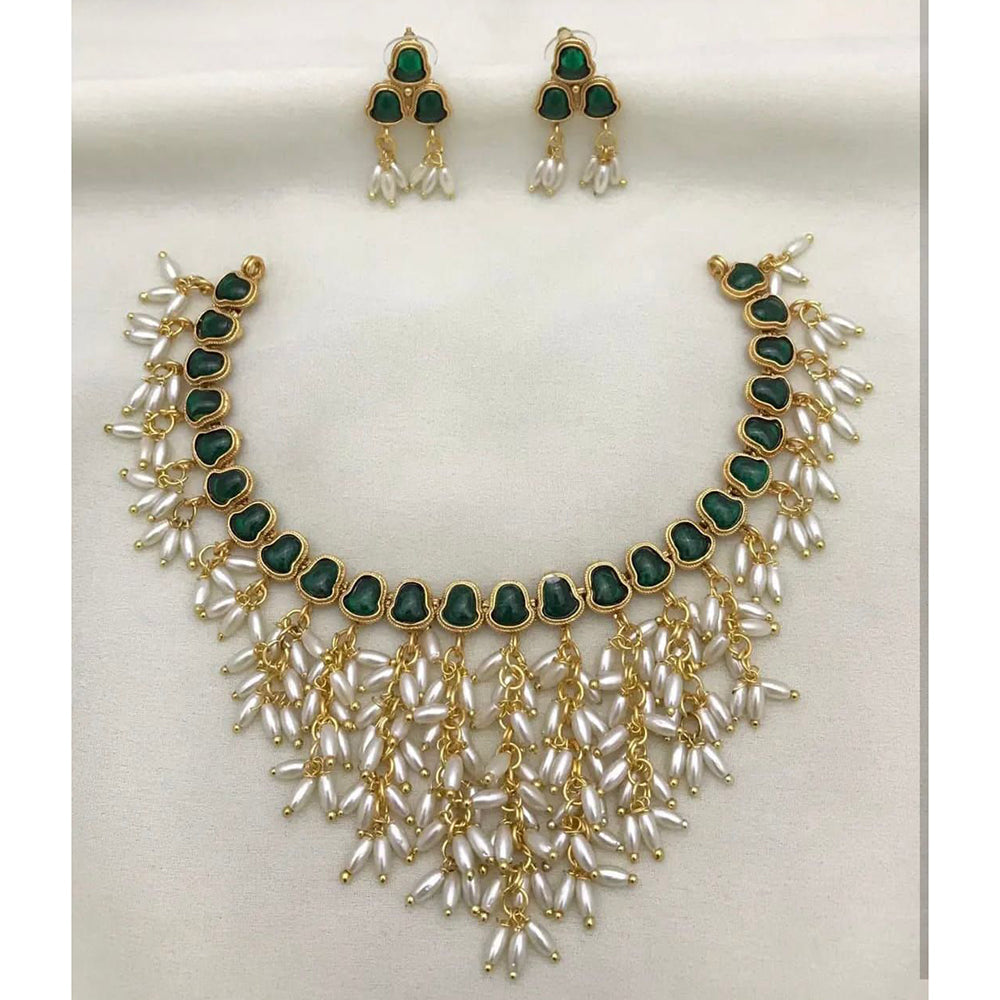 Tanish Art Jewellery Shimmering Crystal And Pearl Necklace Set