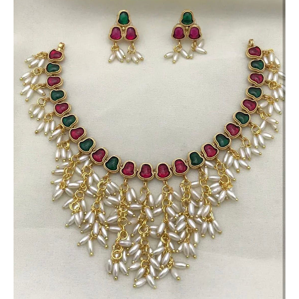 Tanish Art Jewellery Shimmering Crystal And Pearl Necklace Set