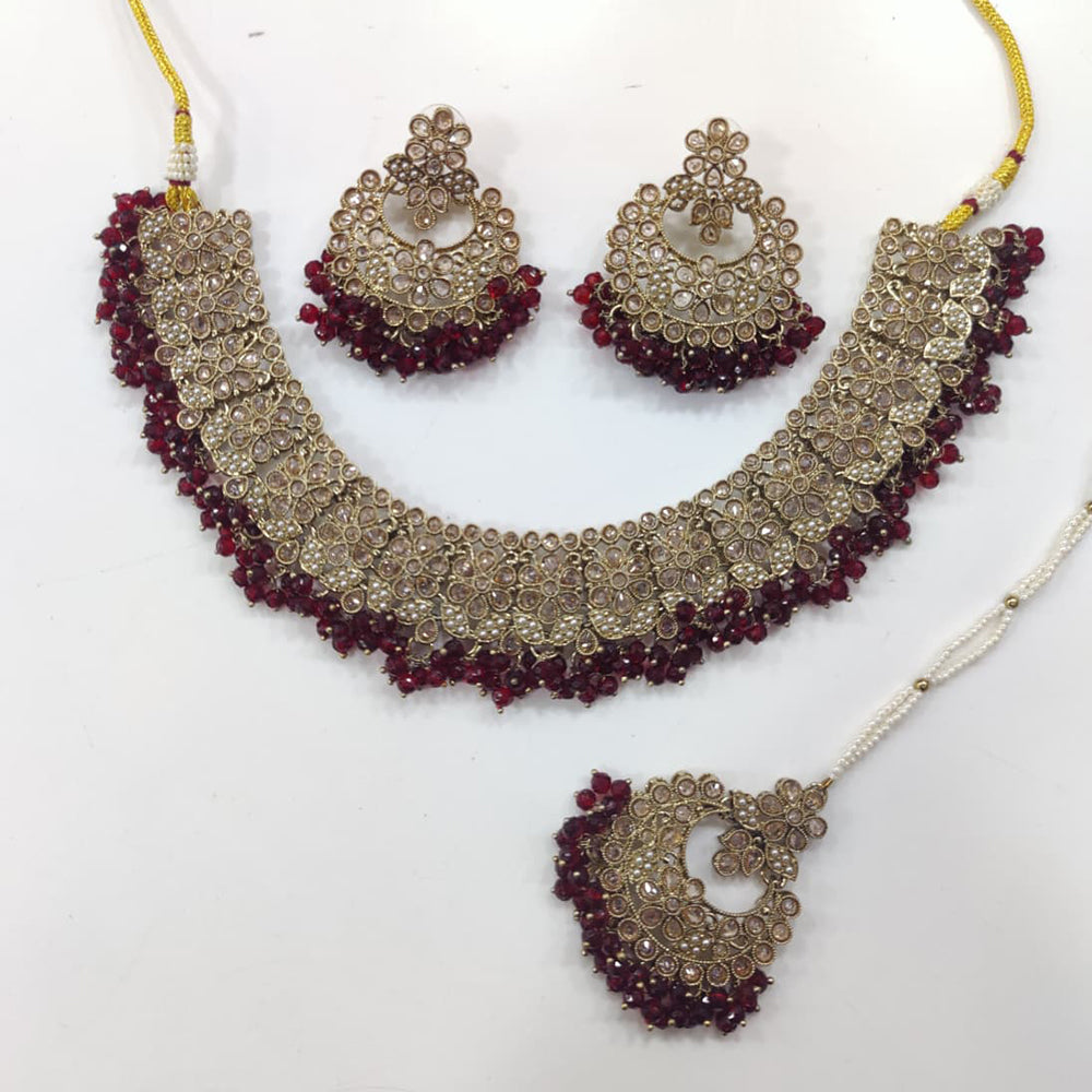 Tanish Art Jewellery Shimmering Crystal And Pearl Necklace Set