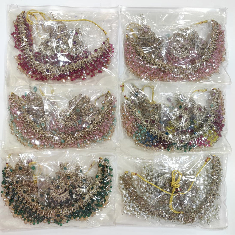 Tanish Art Jewellery Shimmering Crystal And Pearl Necklace Set