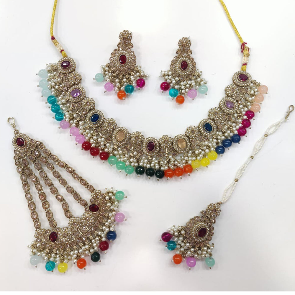 Tanish Art Jewellery Shimmering Crystal And Pearl Necklace Set