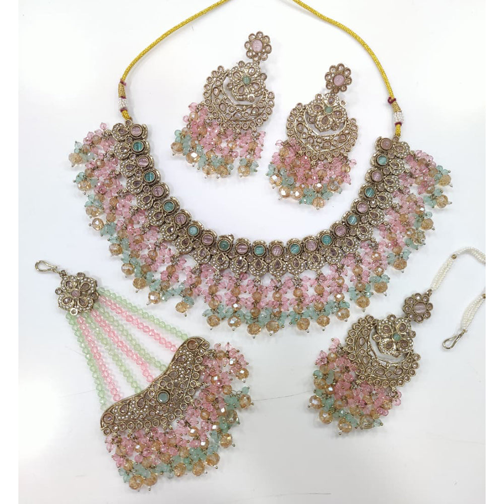 Tanish Art Jewellery Shimmering Crystal And Pearl Necklace Set