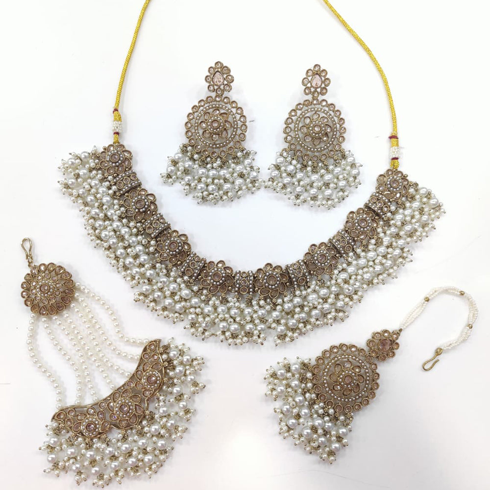Tanish Art Jewellery Shimmering Crystal And Pearl Necklace Set