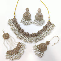 Tanish Art Jewellery Shimmering Crystal And Pearl Necklace Set