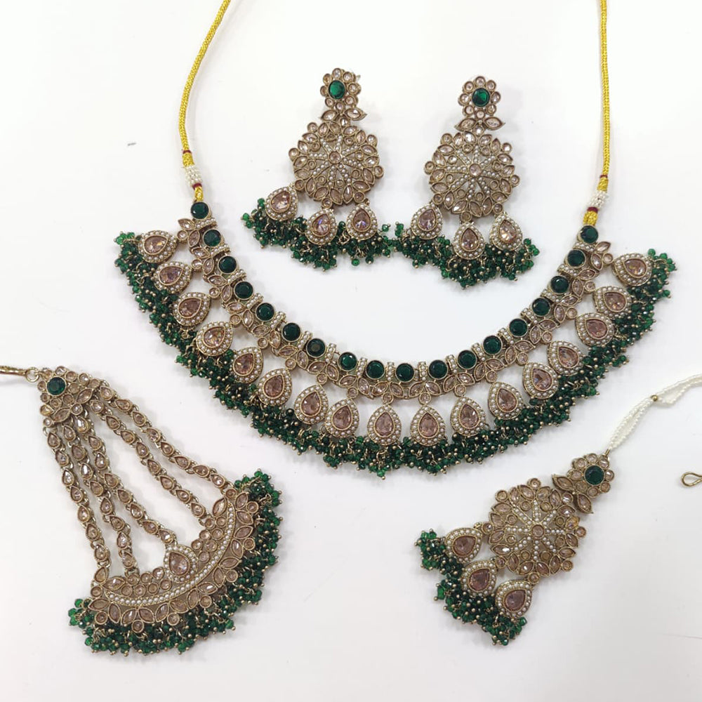 Tanish Art Jewellery Shimmering Crystal And Pearl Necklace Set