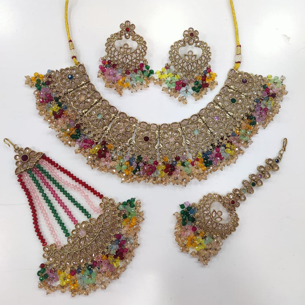 Tanish Art Jewellery Shimmering Crystal And Pearl Necklace Set