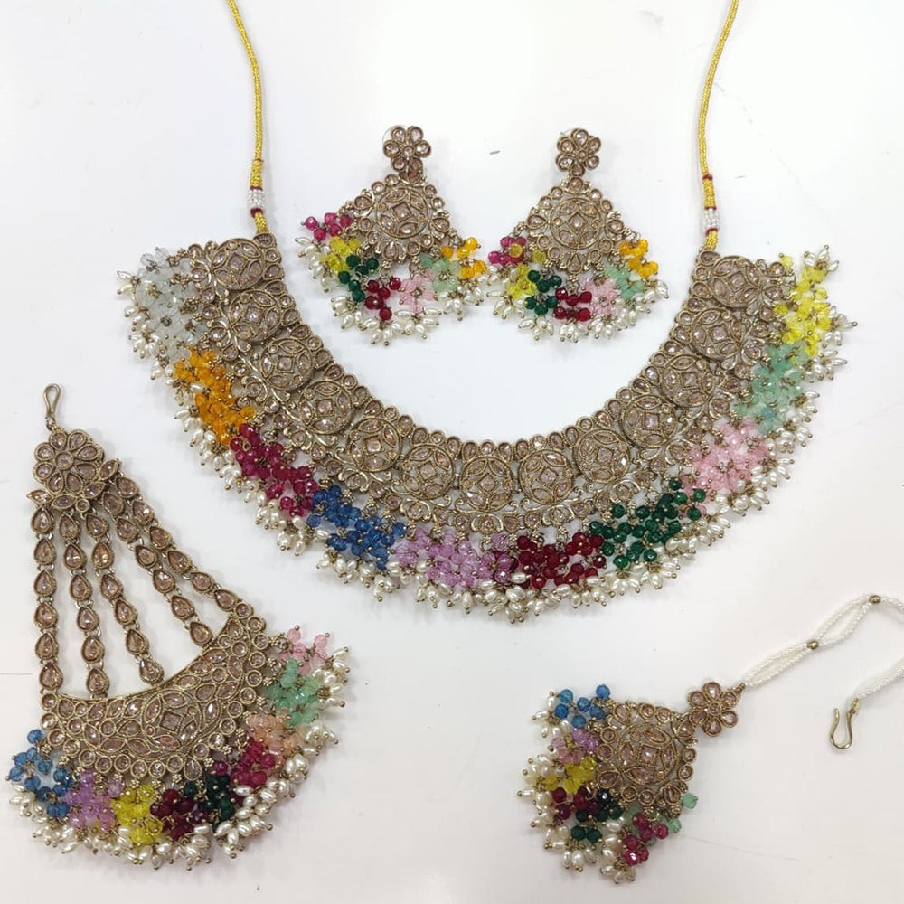 Tanish Art Jewellery Shimmering Crystal And Pearl Necklace Set