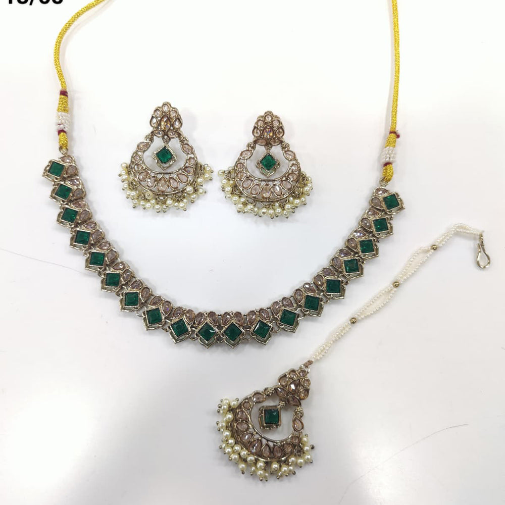 Tanish Art Jewellery Shimmering Crystal And Pearl Necklace Set