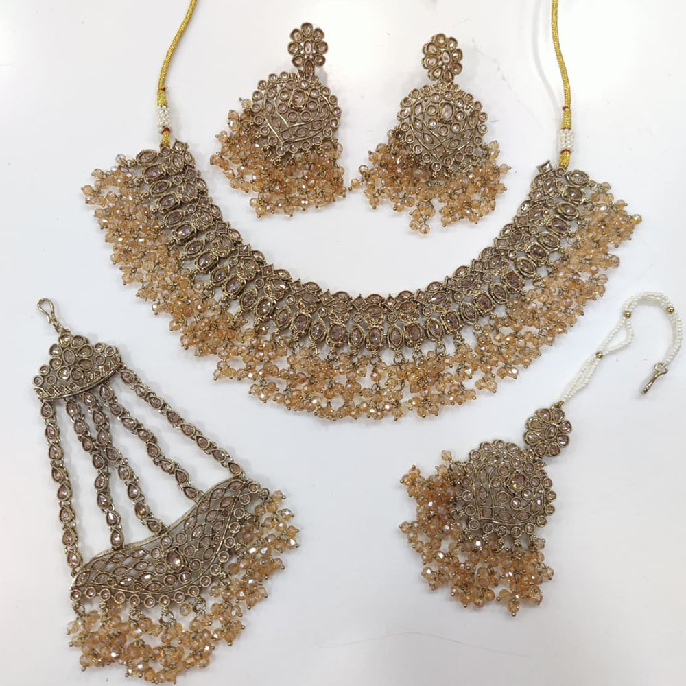 Tanish Art Jewellery Shimmering Crystal And Pearl Necklace Set