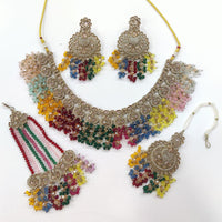 Tanish Art Jewellery Shimmering Crystal And Pearl Necklace Set