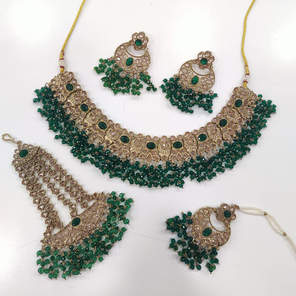 Tanish Art Jewellery Shimmering Crystal And Pearl Necklace Set