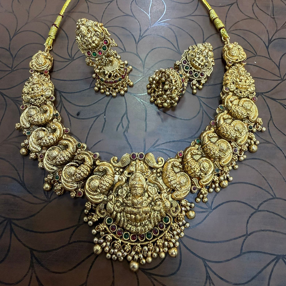 Tanish Art Jewellery South Indian Temple Pota Stone And Pearl Necklace Set