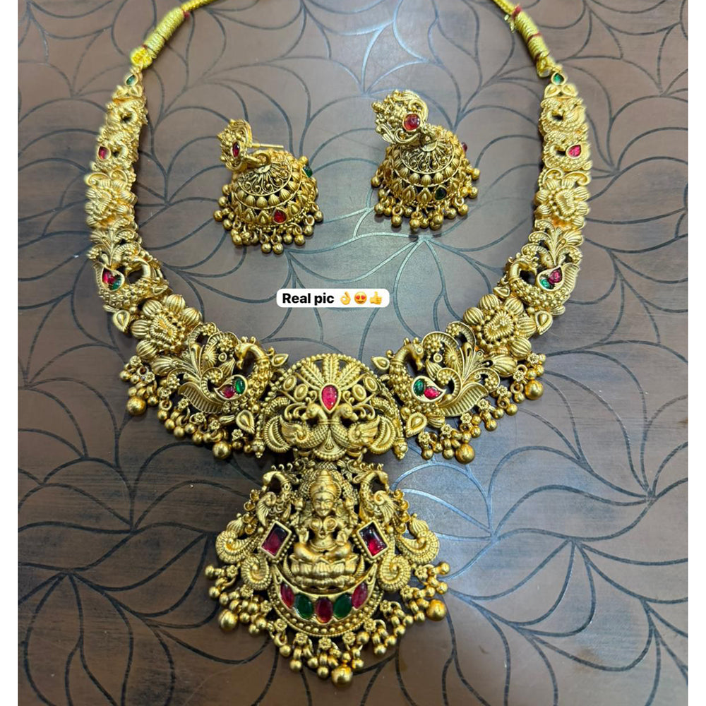 Tanish Art Jewellery South Indian Temple Pota Stone And Pearl Necklace Set