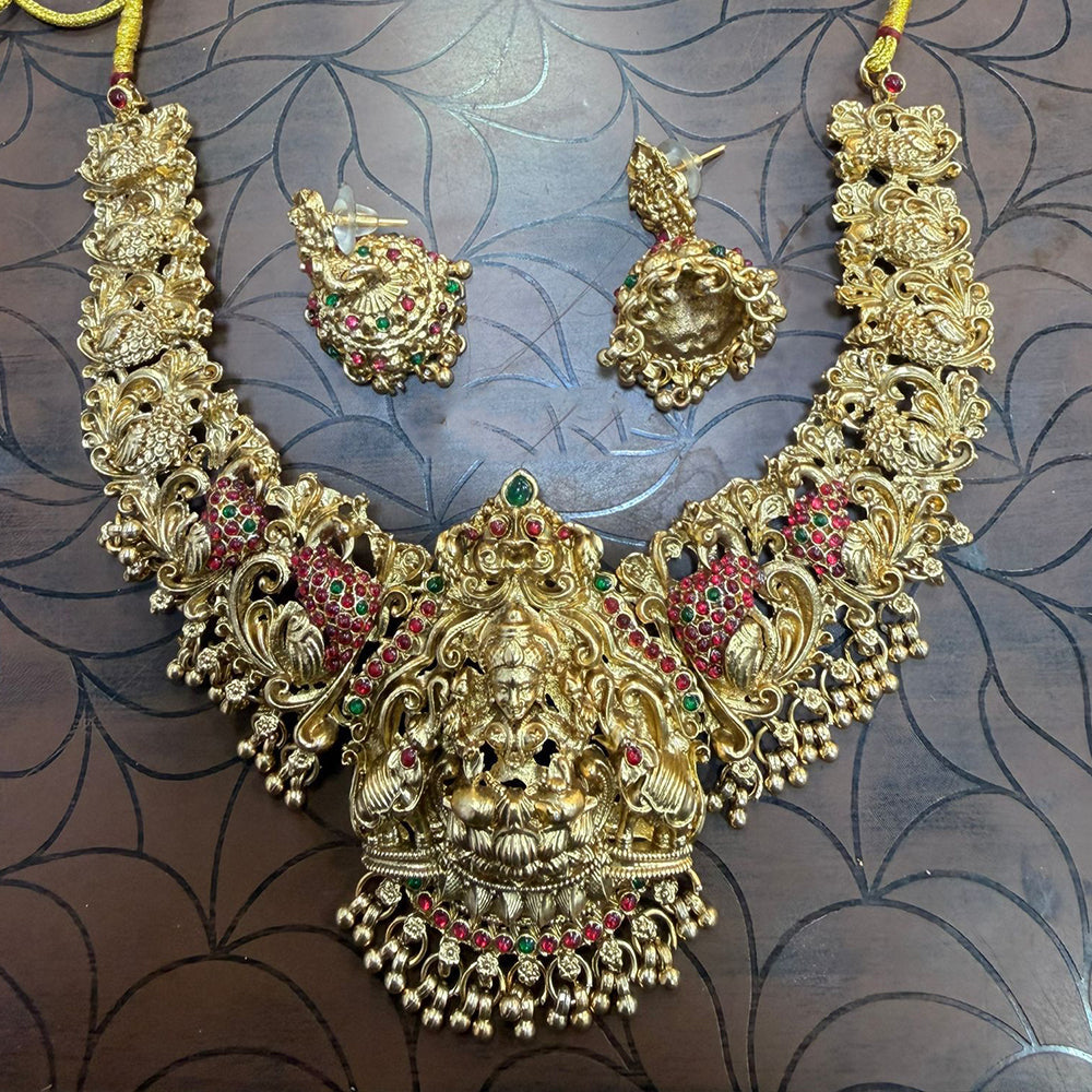 Tanish Art Jewellery South Indian Temple Pota Stone And Pearl Necklace Set