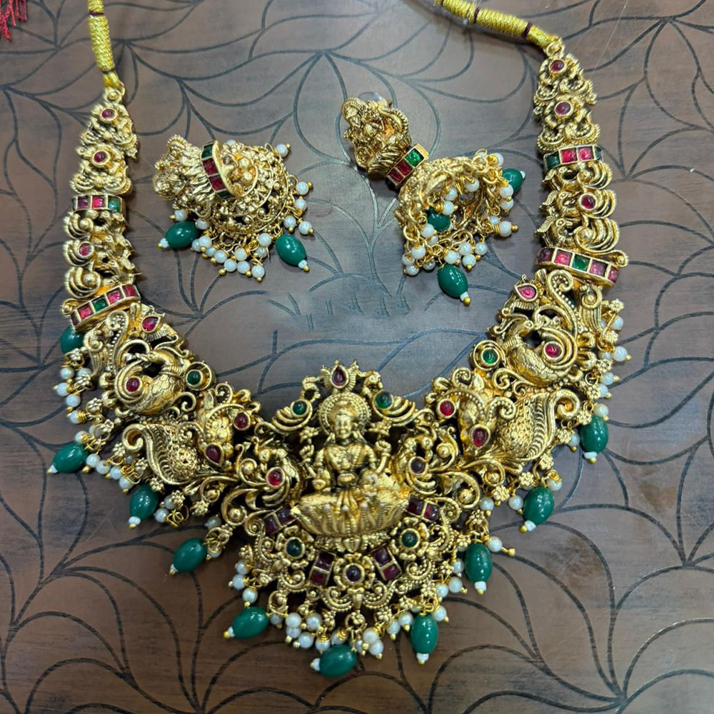 Tanish Art Jewellery South Indian Temple Pota Stone And Pearl Necklace Set