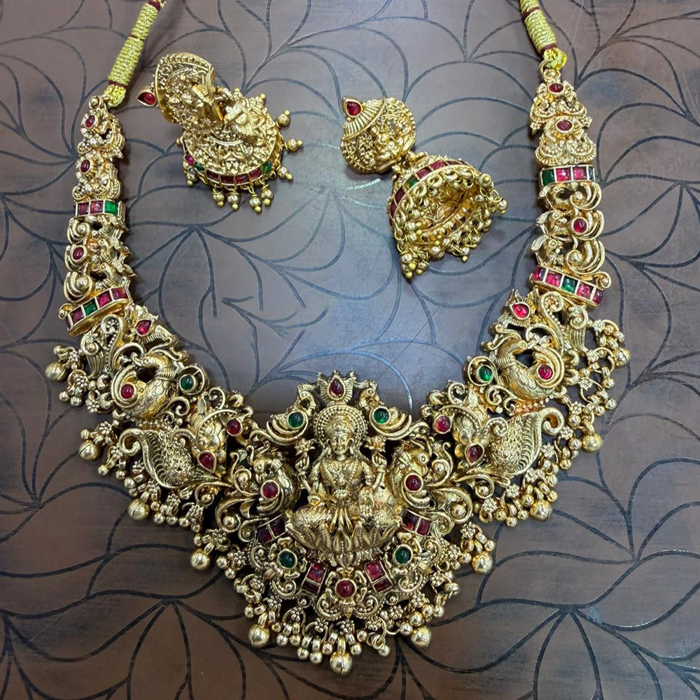 Tanish Art Jewellery South Indian Temple Pota Stone And Pearl Necklace Set