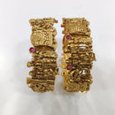 Tanish Art Jewellery Premium Matte Gold Pota Stone Openable Bangles Set