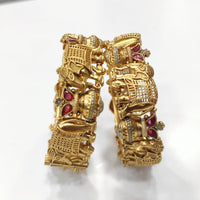 Tanish Art Jewellery Premium Matte Gold Pota And Meenakari Openable Bangles Set