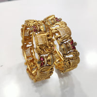 Tanish Art Jewellery Premium Matte Gold Pota And Meenakari Openable Bangles Set