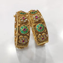 Tanish Art Jewellery Premium Matte Gold Pota Stone Openable Bangles Set