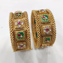 Tanish Art Jewellery Premium Matte Gold Pota Stone Openable Bangles Set