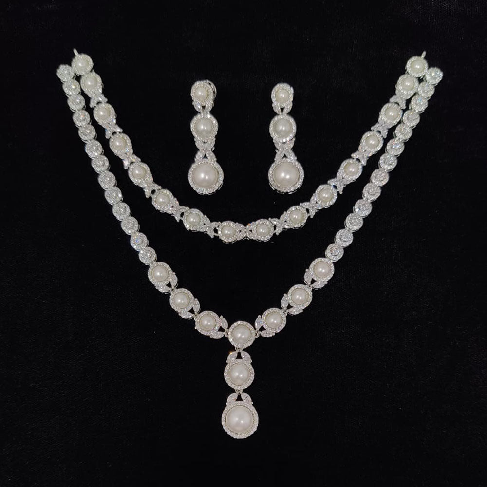 Tanish Art Jewellery Royal Austrian Stone And Pearl Necklace Set