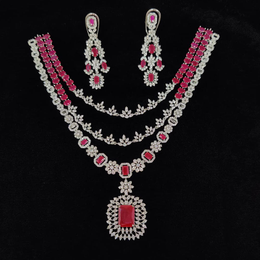 Tanish Art Jewellery Glamorous American Diamond Necklace Set