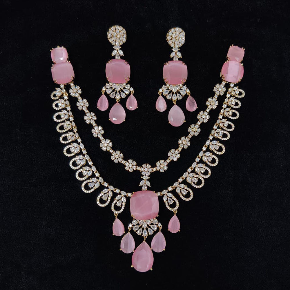 Tanish Art Jewellery Glamorous American Diamond Necklace Set