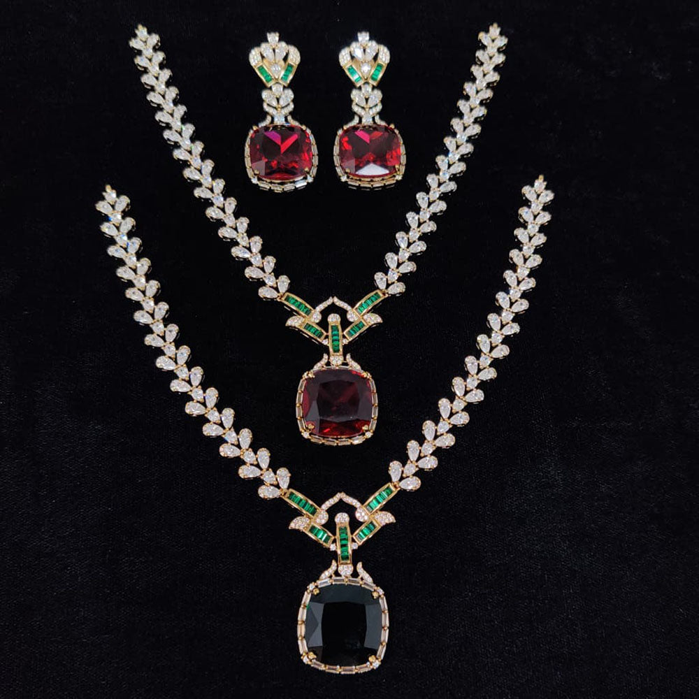 Tanish Art Jewellery Glamorous American Diamond Necklace Set