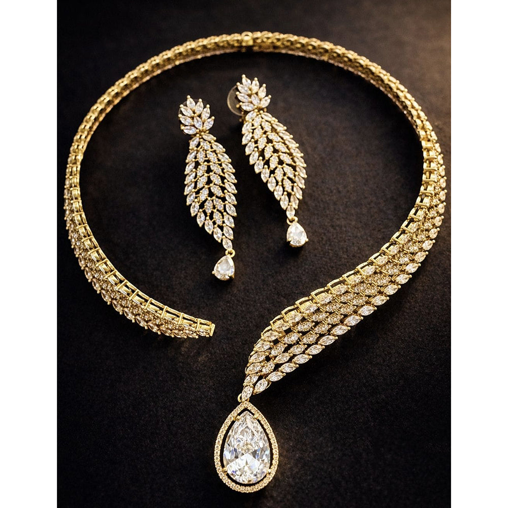 Tanish Art Jewellery Glamorous American Diamond Necklace Set