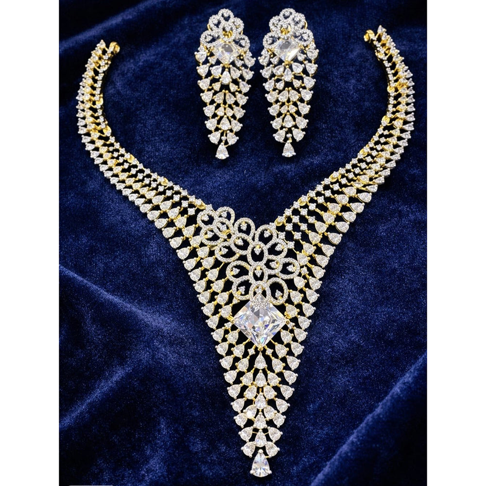 Tanish Art Jewellery Glamorous American Diamond Necklace Set
