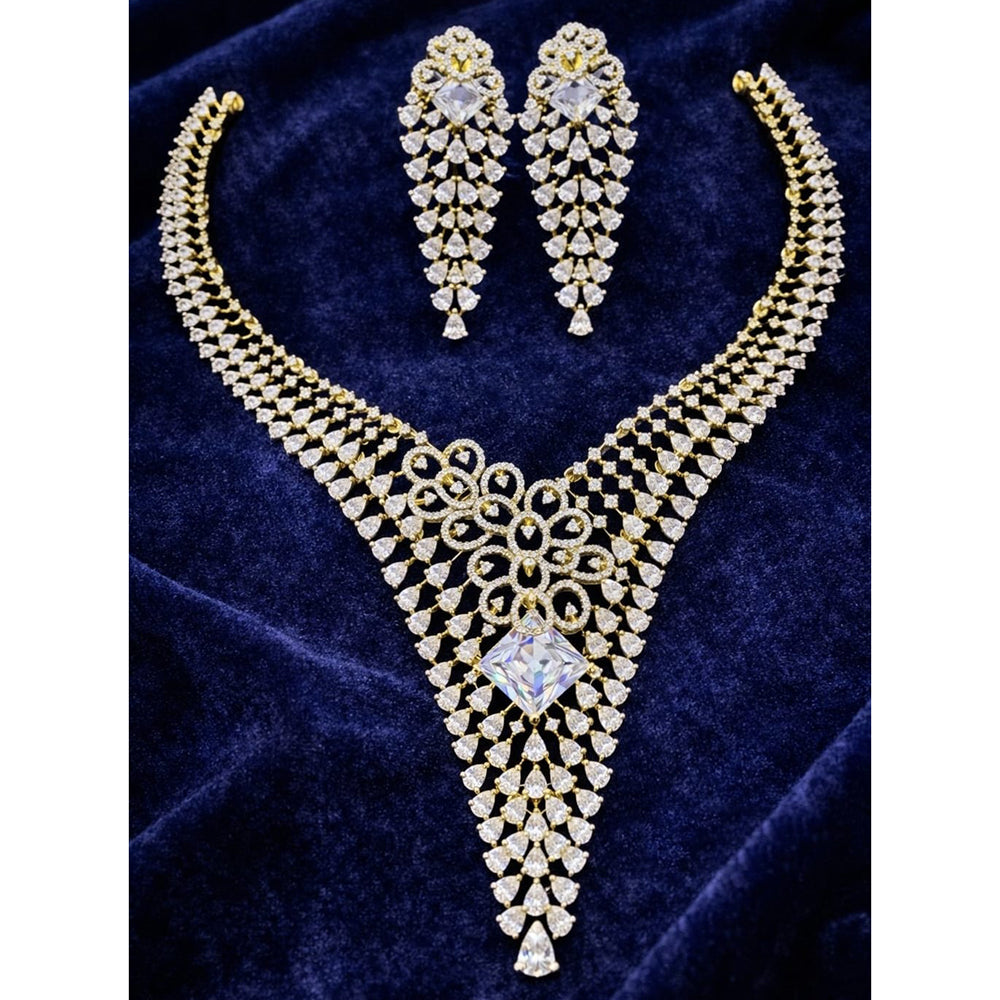 Tanish Art Jewellery Glamorous American Diamond Necklace Set