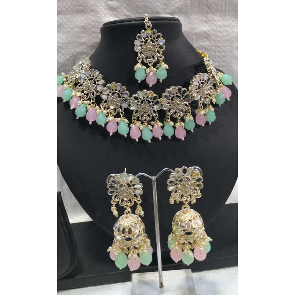 Tanish Art Jewellery Glamorous Mirror Choker Beads Necklace Set