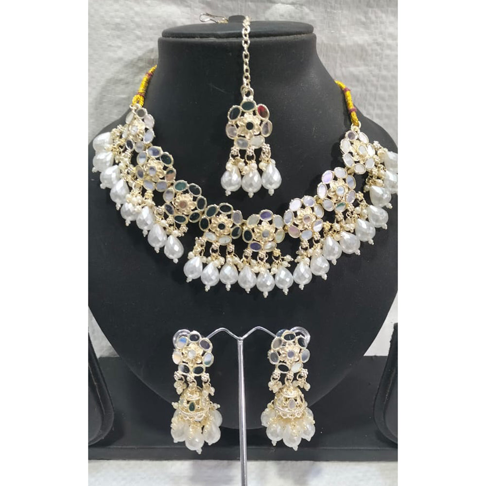 Tanish Art Jewellery Glamorous Mirror Choker Beads Necklace Set