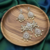 Tanish Art Jewellery American Diamond Stone Beads Pendant Set